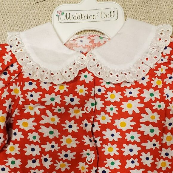Lee Middleton Reborn Red Daisy Floral Doll Clothes Shirt - Picture 5 of 8